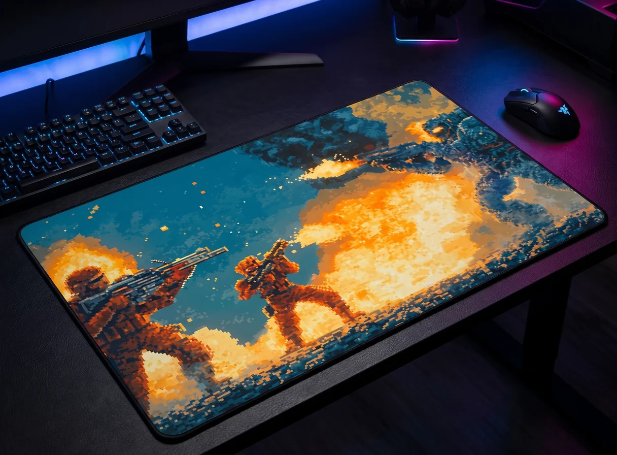 Arbeitsplatz mit Retro & Gaming-Mauspad